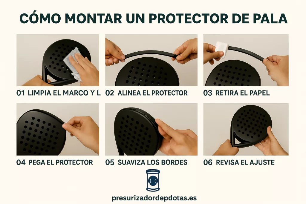 guía de como montar un protector de pala de pádel