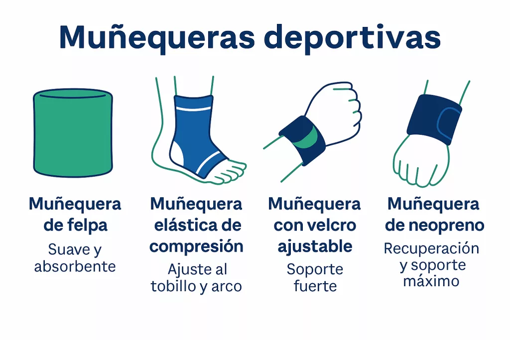 imagen con diversos modelos de muñequeras y su aplicación